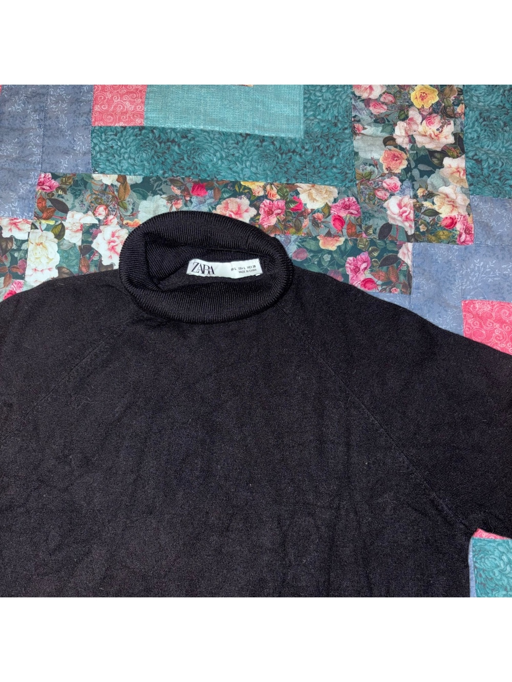 ZARA Girls Large Black Turtleneck Sweater Size L